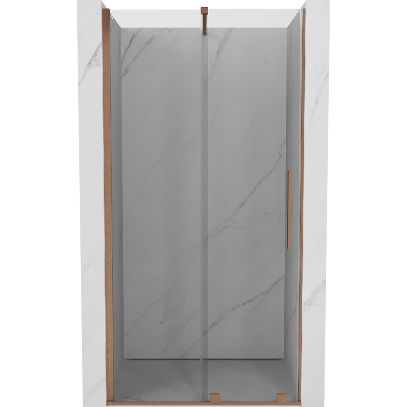 Mexen Velar sliding shower door 120 cm, transparent, brushed copper - 871-120-000-01-65