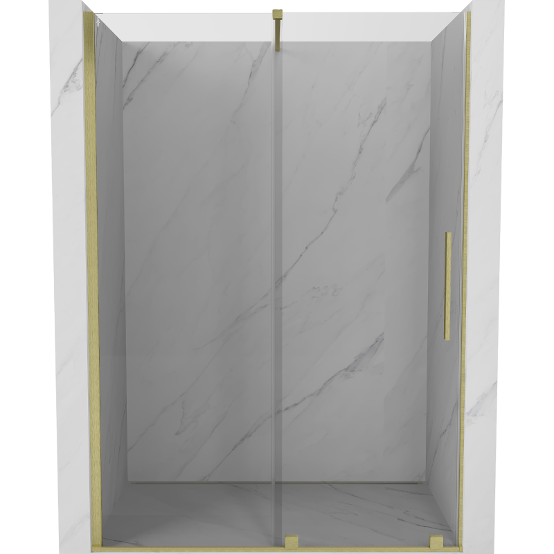 Mexen Velar sliding shower door 160 cm, transparent, brushed gold - 871-160-000-01-55