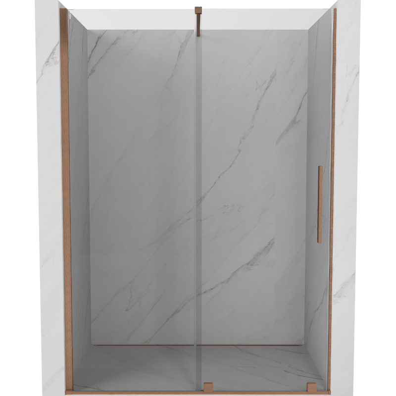 Mexen Velar sliding shower door 140 cm, transparent, brushed copper - 871-140-000-01-65