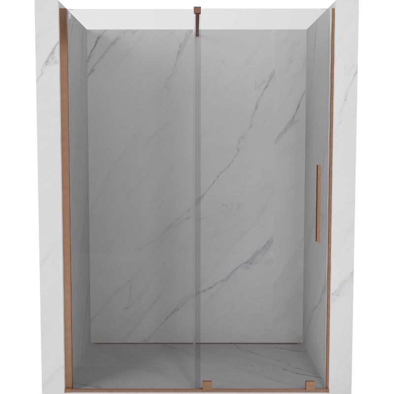 Mexen Velar sliding shower doors 140 cm, transparent, brushed copper - 871-140-000-01-65