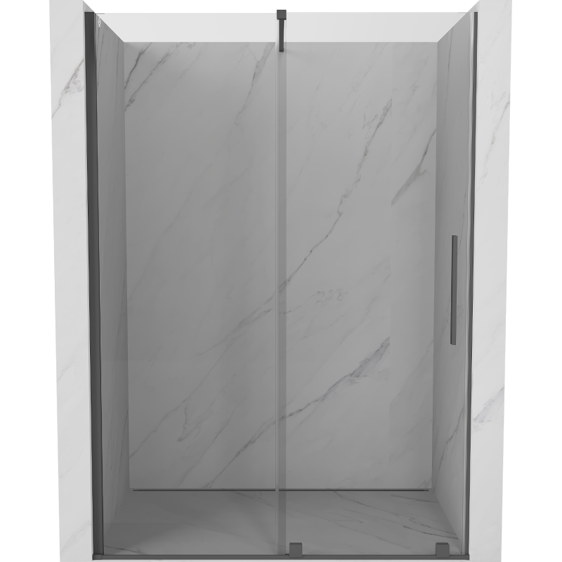 Mexen Velar sliding shower door 130 cm, transparent, brushed gun gray - 871-130-000-01-66