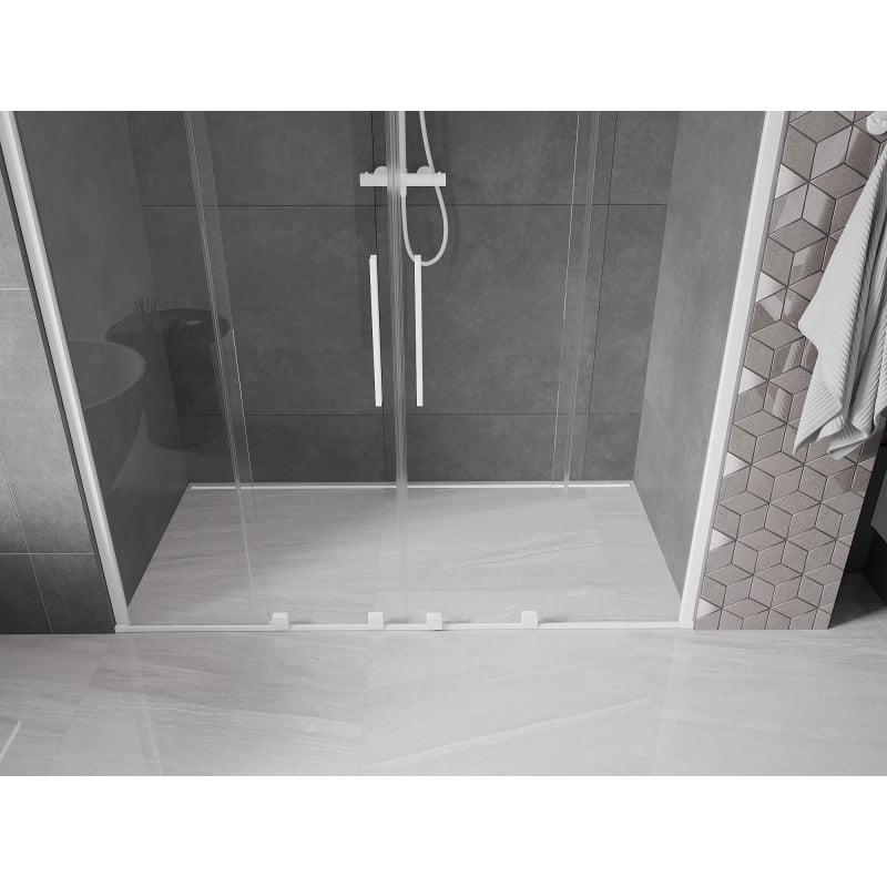 Mexen Velar Duo 170 cm Sliding Shower Doors, Transparent, White - 871-170-000-02-20