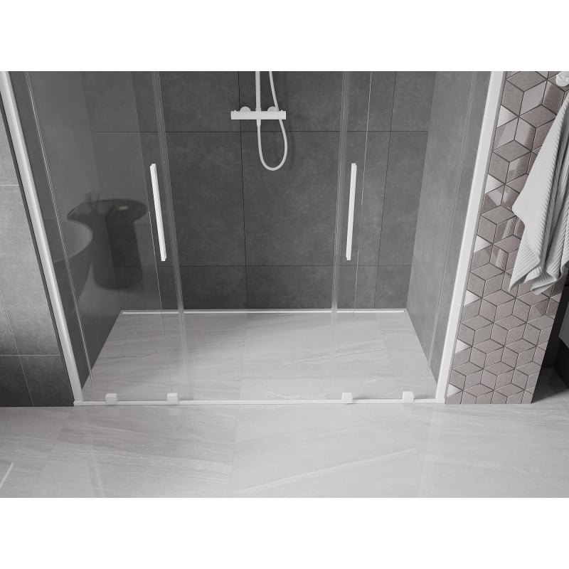 Mexen Velar Duo 170 cm Sliding Shower Doors, Transparent, White - 871-170-000-02-20