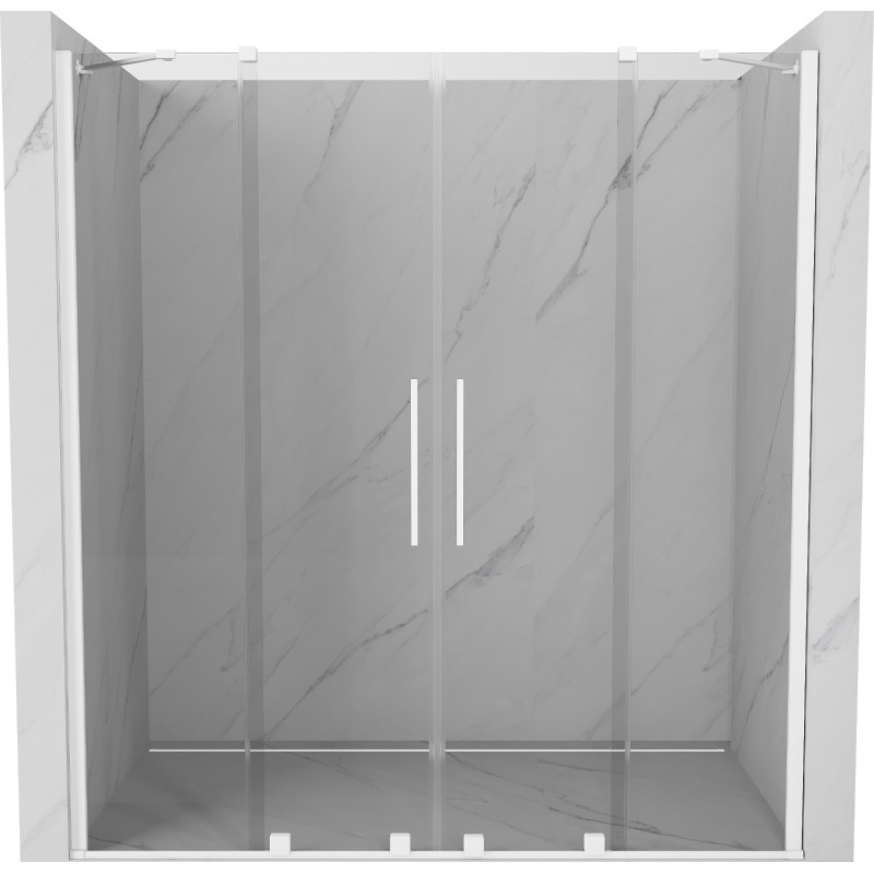 Mexen Velar Sliding Shower Door Duo 180 cm, Transparent, White - 871-180-000-02-20