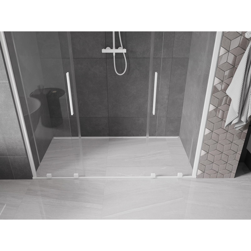 Mexen Velar Sliding Shower Door Duo 180 cm, Transparent, White - 871-180-000-02-20