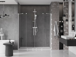 Mexen Velar Duo sliding shower doors 180 cm, transparent, white - 871-180-000-02-20