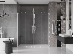 Mexen Velar Sliding Shower Door Duo 180 cm, Transparent, White - 871-180-000-02-20
