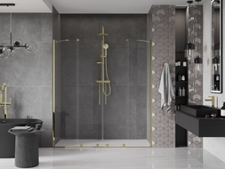 Mexen Velar Duo Sliding Shower Doors 170 cm, Transparent, Gold - 871-170-000-02-50