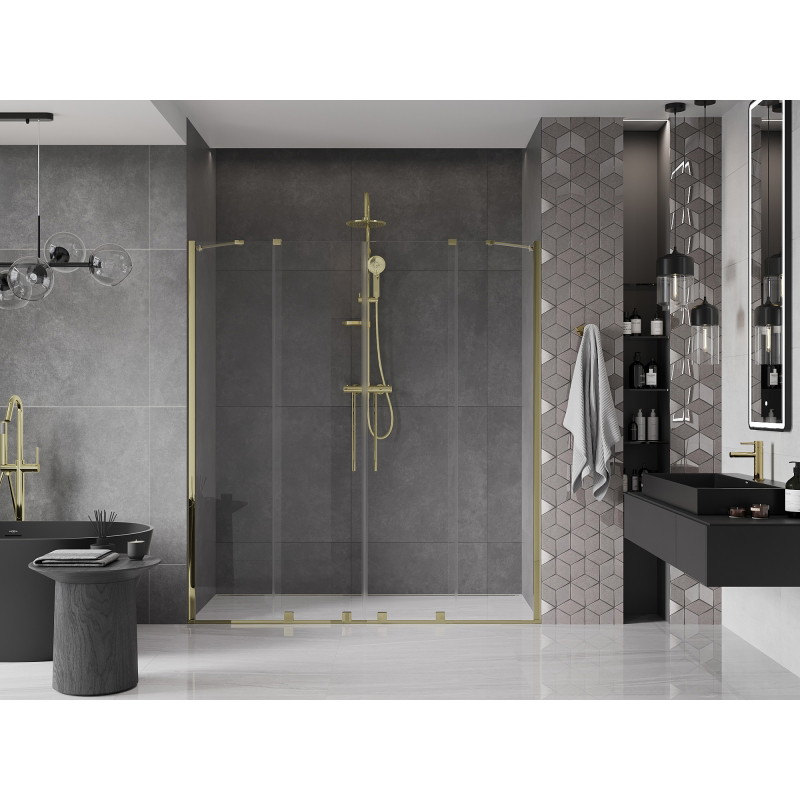 Mexen Velar Duo Sliding Shower Door 200 cm, Transparent, Gold - 871-200-000-02-50