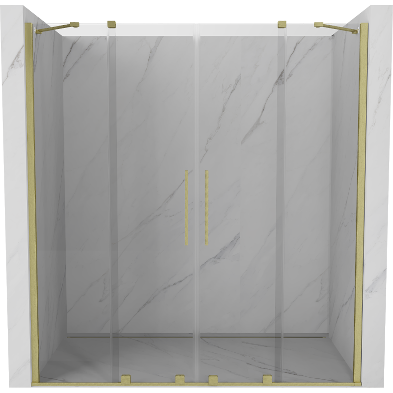 Mexen Velar Duo 180 cm Sliding Shower Door, Transparent, Brushed Gold - 871-180-000-02-55