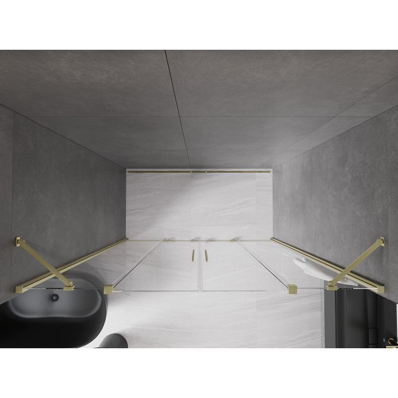 Mexen Velar Duo sliding shower doors 180 cm, transparent, brushed gold - 871-180-000-02-55