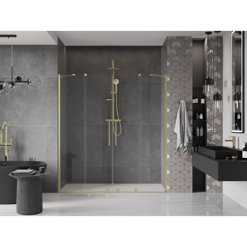 Mexen Velar Duo sliding shower doors 180 cm, transparent, brushed gold - 871-180-000-02-55