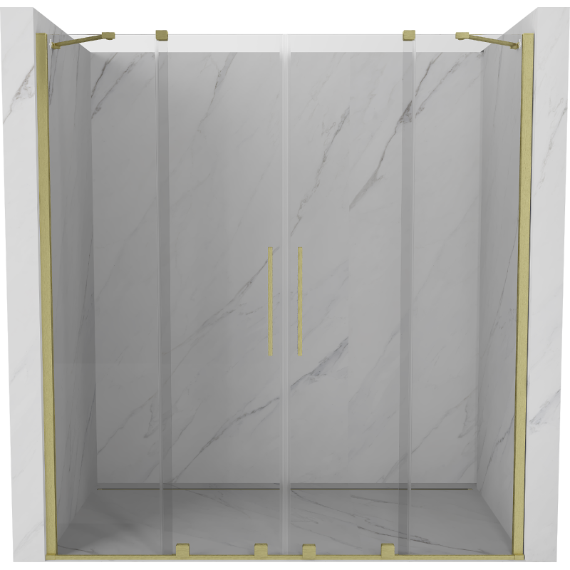 Mexen Velar Duo sliding shower door 200 cm, transparent, brushed gold - 871-200-000-02-55