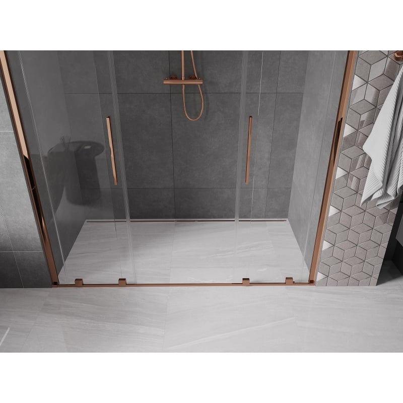 Mexen Velar Duo Sliding Shower Doors 170 cm, Transparent, Pink Gold - 871-170-000-02-60