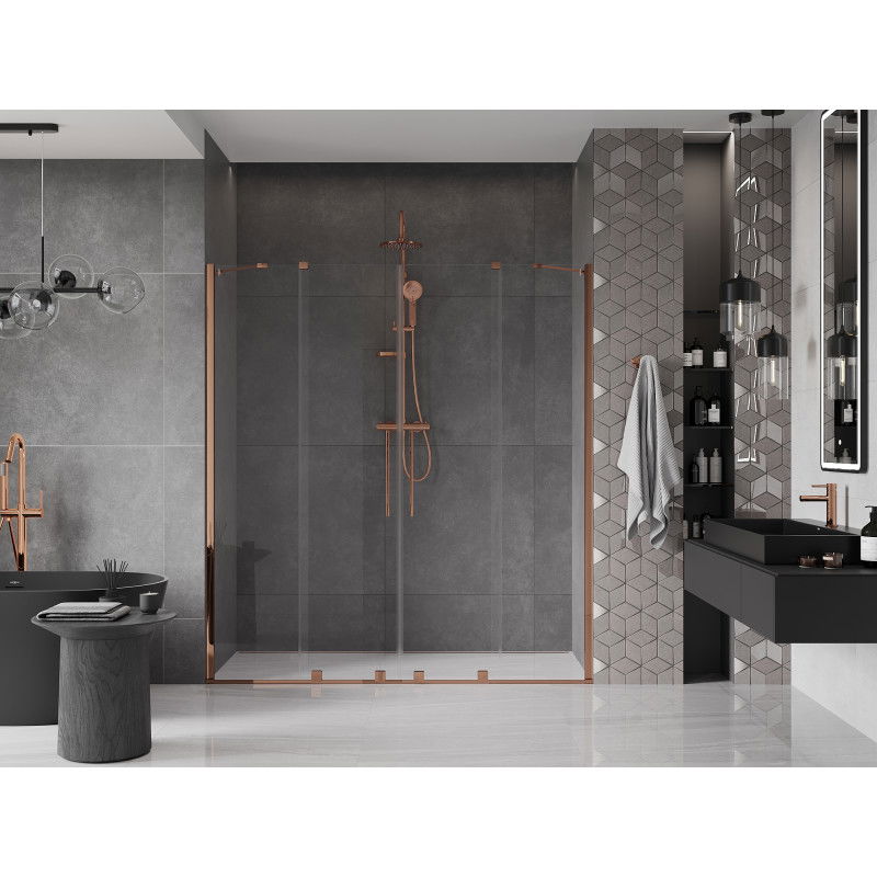 Mexen Velar Duo sliding shower door 170 cm, transparent, rose gold - 871-170-000-02-60