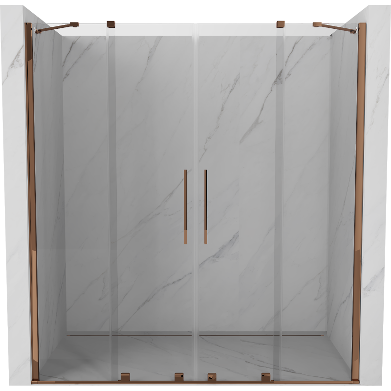 Mexen Velar Duo sliding shower doors 180 cm, transparent, pink gold - 871-180-000-02-60