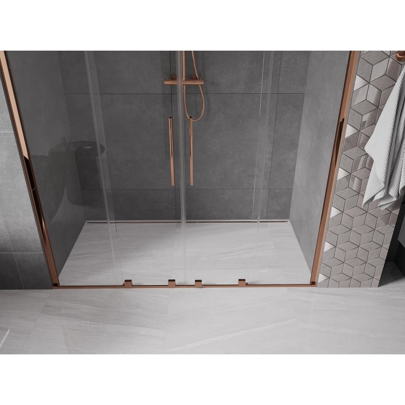 Mexen Velar Duo sliding shower doors 180 cm, transparent, rose gold - 871-180-000-02-60