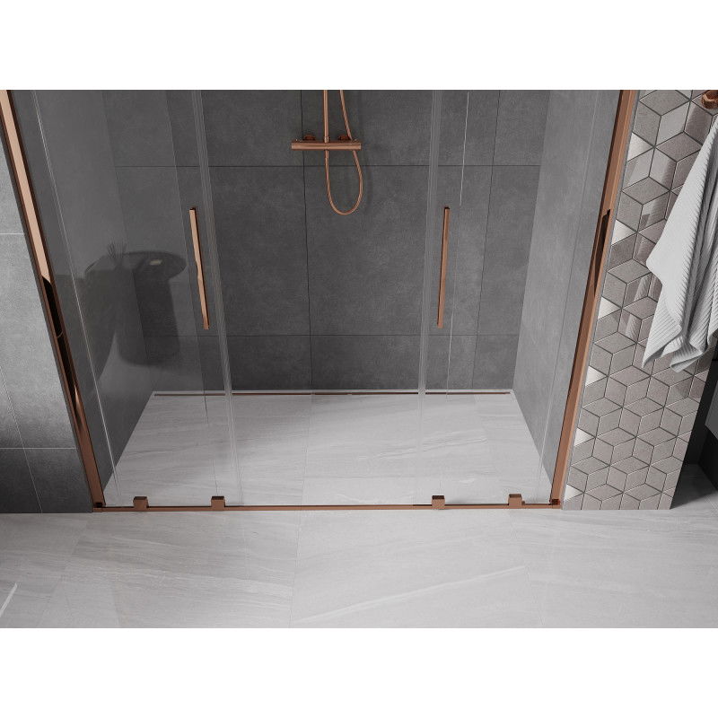 Mexen Velar Duo sliding shower doors 180 cm, transparent, pink gold - 871-180-000-02-60