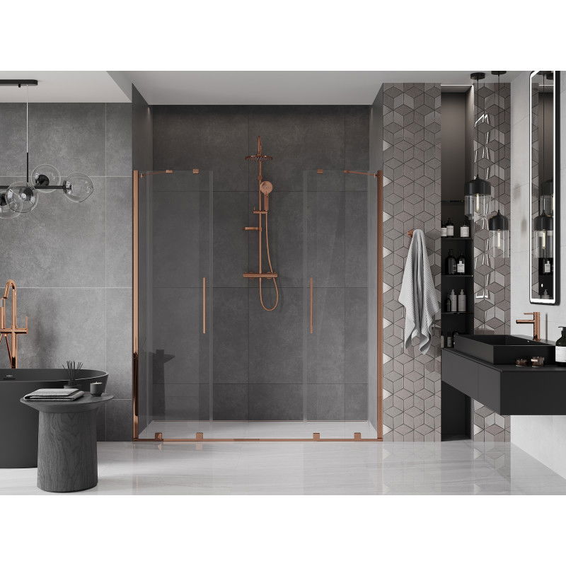 Mexen Velar Duo sliding shower doors 180 cm, transparent, pink gold - 871-180-000-02-60