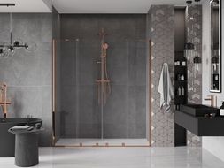 Mexen Velar Duo sliding shower doors 180 cm, transparent, pink gold - 871-180-000-02-60