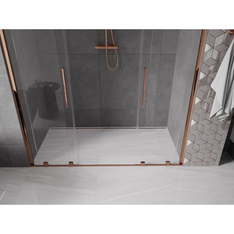 Mexen Velar Duo Sliding Shower Doors 200 cm, Transparent, Rose Gold - 871-200-000-02-60