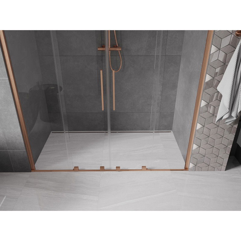 Mexen Velar Duo sliding shower door 170 cm, transparent, brushed copper - 871-170-000-02-65