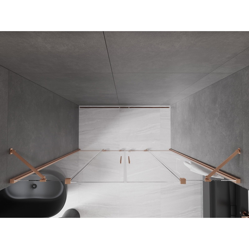 Mexen Velar Duo Sliding Shower Doors 170 cm, Transparent, Brushed Copper - 871-170-000-02-65