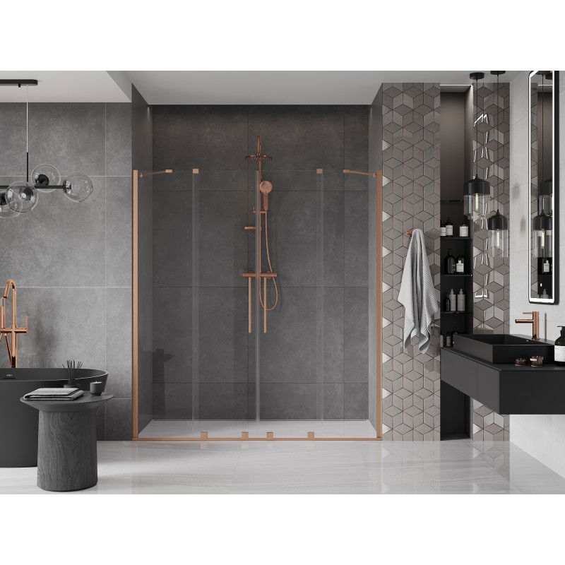 Mexen Velar Duo sliding shower door 170 cm, transparent, brushed copper - 871-170-000-02-65