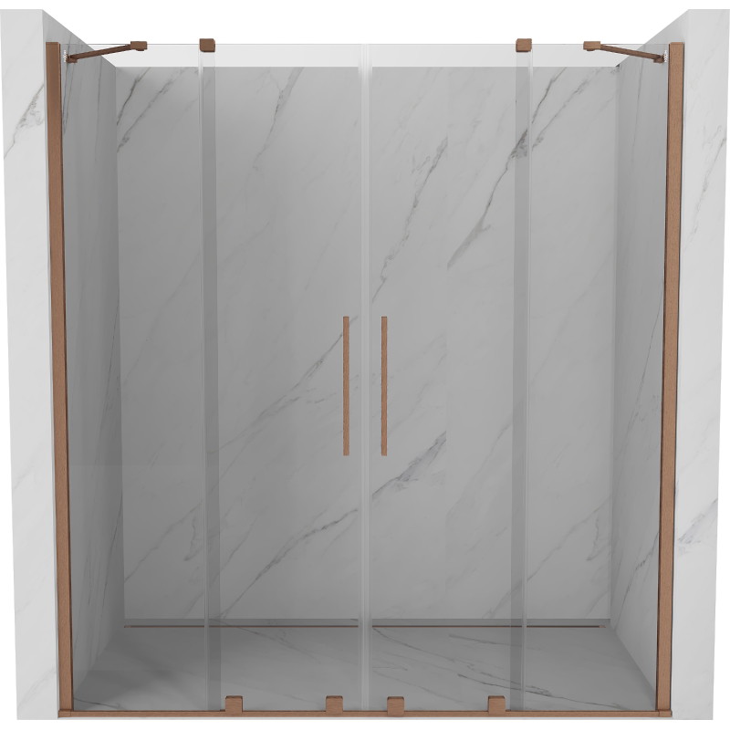 Mexen Velar Duo sliding shower doors 180 cm, transparent, brushed copper - 871-180-000-02-65