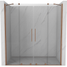Mexen Velar Duo 180 cm Sliding Shower Doors, Transparent, Brushed Copper - 871-180-000-02-65