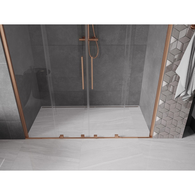 Mexen Velar Duo sliding shower doors 180 cm, transparent, brushed copper - 871-180-000-02-65