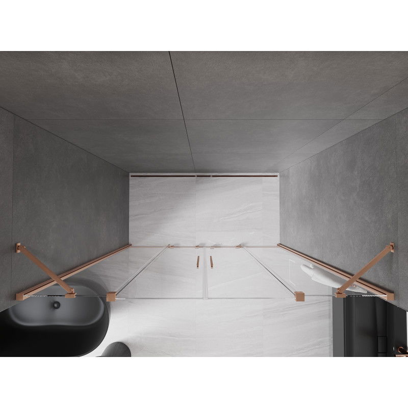Mexen Velar Duo Sliding Shower Door 180 cm, Transparent, Brushed Copper - 871-180-000-02-65