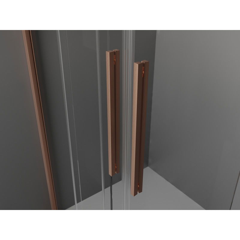 Mexen Velar Duo Sliding Shower Door 180 cm, Transparent, Brushed Copper - 871-180-000-02-65