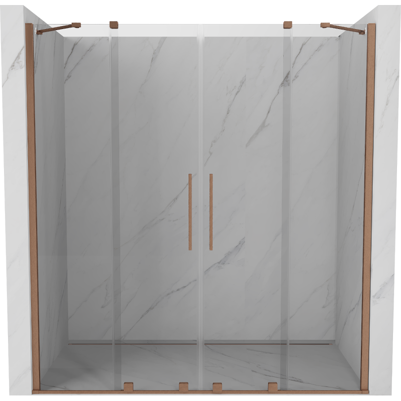 Mexen Velar Duo sliding shower door 200 cm, transparent, brushed copper - 871-200-000-02-65