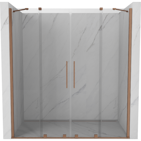 Mexen Velar Duo sliding shower door 200 cm, transparent, brushed copper - 871-200-000-02-65