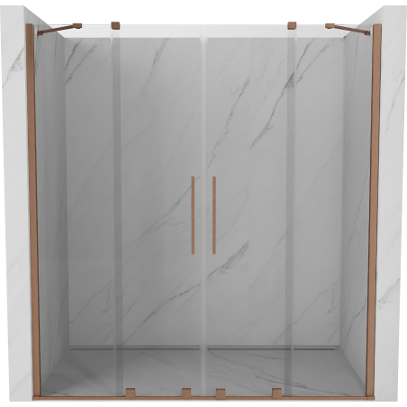 Mexen Velar Duo sliding shower doors 200 cm, transparent, brushed copper - 871-200-000-02-65