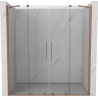 Mexen Velar Duo sliding shower doors 200 cm, transparent, brushed copper - 871-200-000-02-65