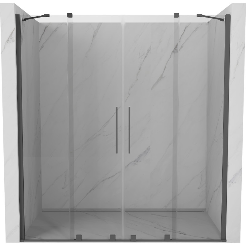 Mexen Velar Duo Sliding Shower Doors 170 cm, Transparent, Brushed Gun Gray - 871-170-000-02-66