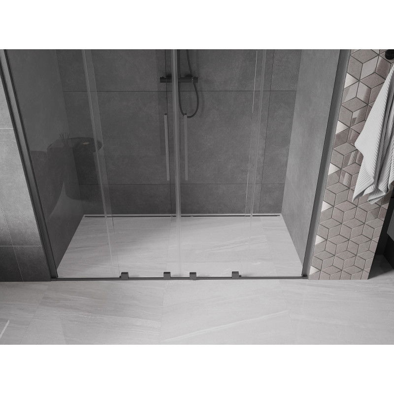Mexen Velar Duo Sliding Shower Door 170 cm, Transparent, Gun Gray Brushed - 871-170-000-02-66
