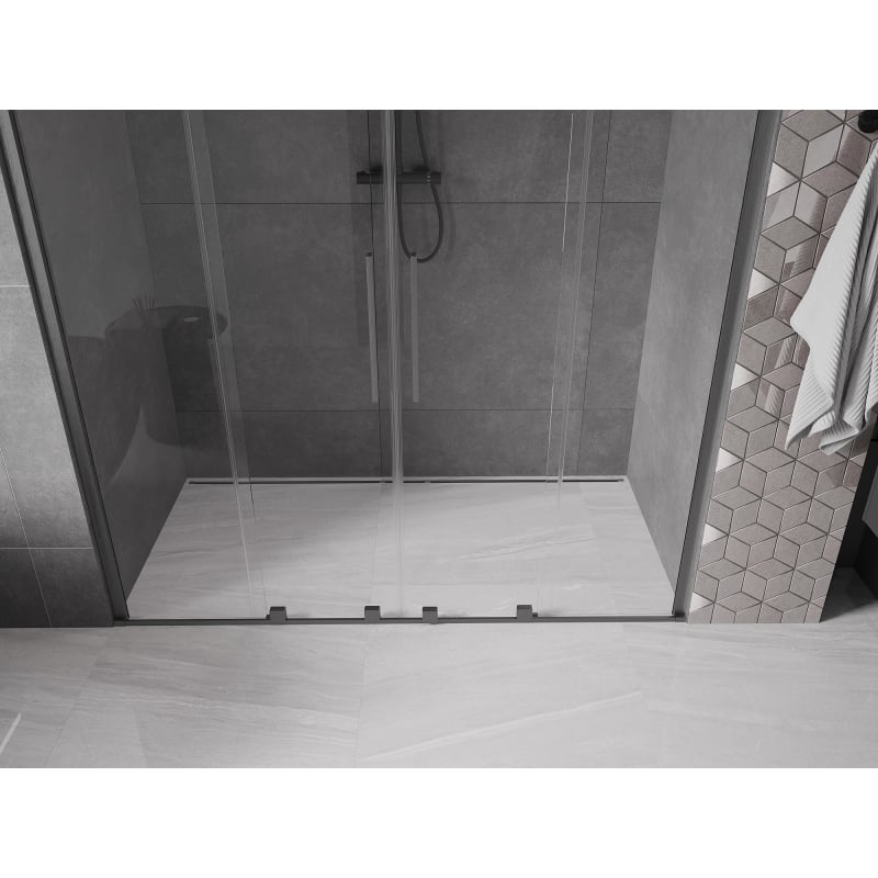 Mexen Velar Duo Sliding Shower Doors 170 cm, Transparent, Brushed Gun Gray - 871-170-000-02-66