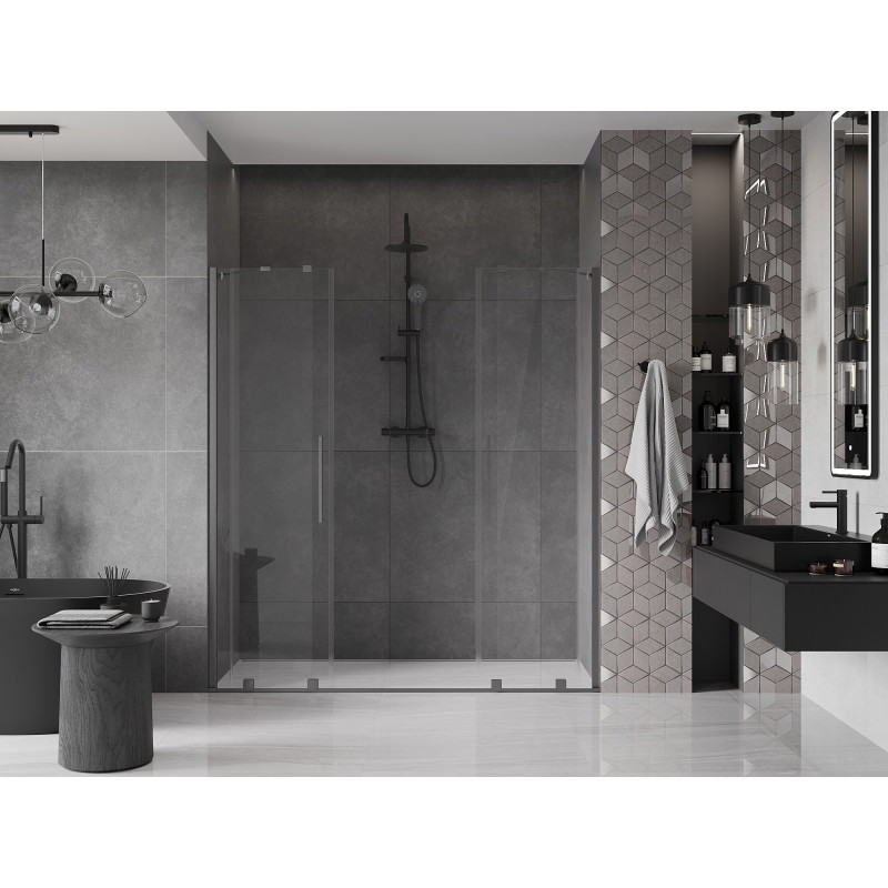 Mexen Velar Duo Sliding Shower Doors 170 cm, Transparent, Brushed Gun Gray - 871-170-000-02-66