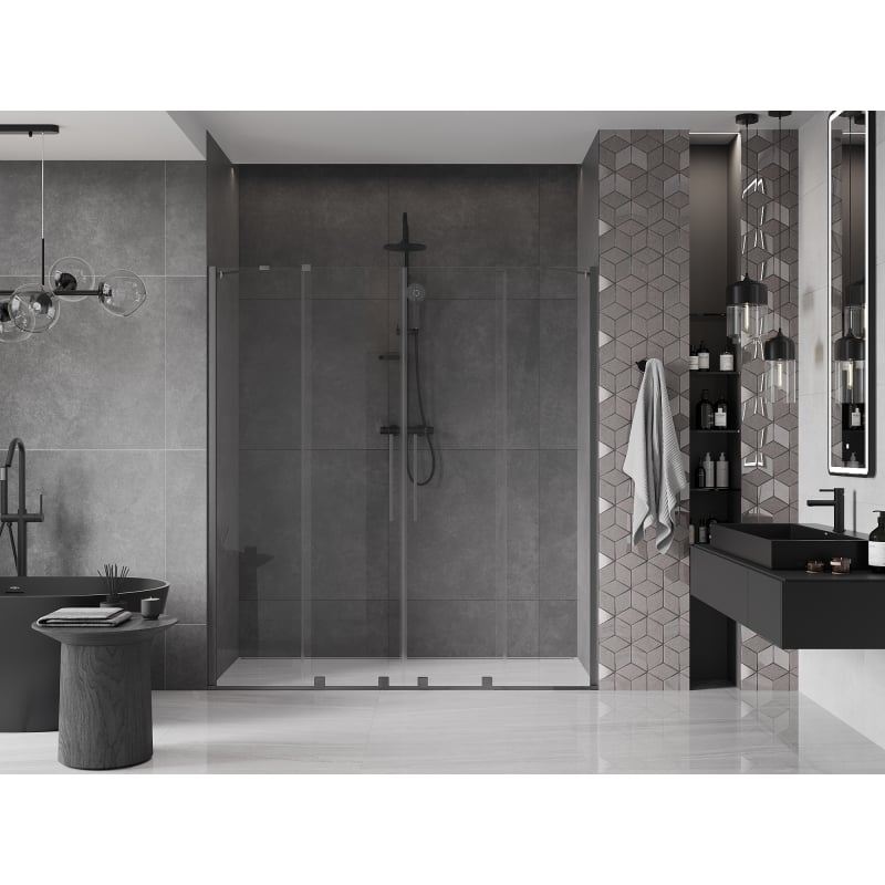 Mexen Velar Duo Sliding Shower Doors 170 cm, Transparent, Brushed Gun Gray - 871-170-000-02-66