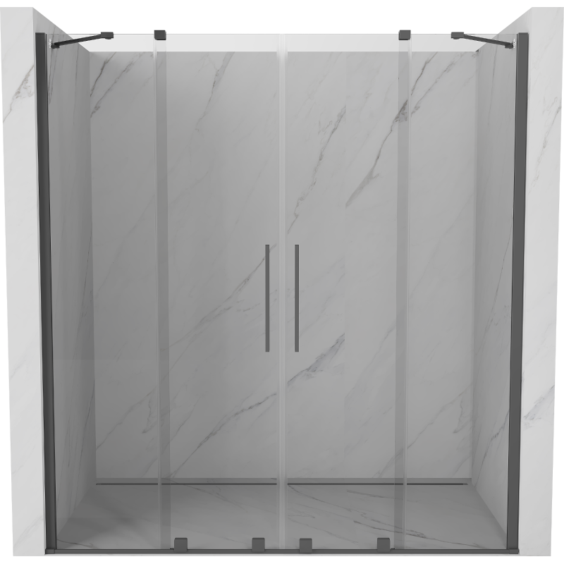 Mexen Velar Duo sliding shower door 180 cm, transparent, brushed gun gray - 871-180-000-02-66
