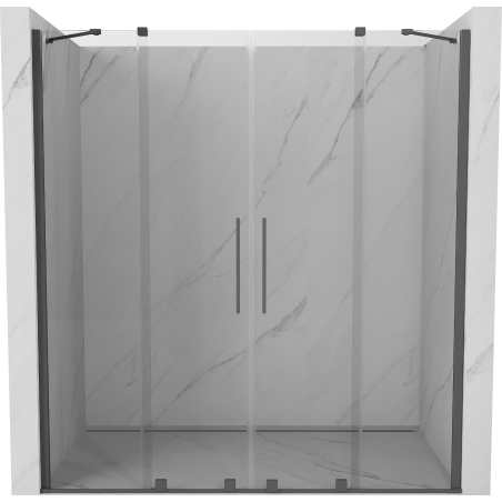 Mexen Velar Duo sliding shower door 180 cm, transparent, brushed gun gray - 871-180-000-02-66