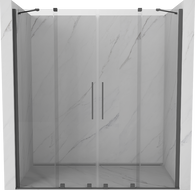 Mexen Velar Duo Sliding Shower Doors 180 cm, Transparent, Brushed Gun Gray - 871-180-000-02-66