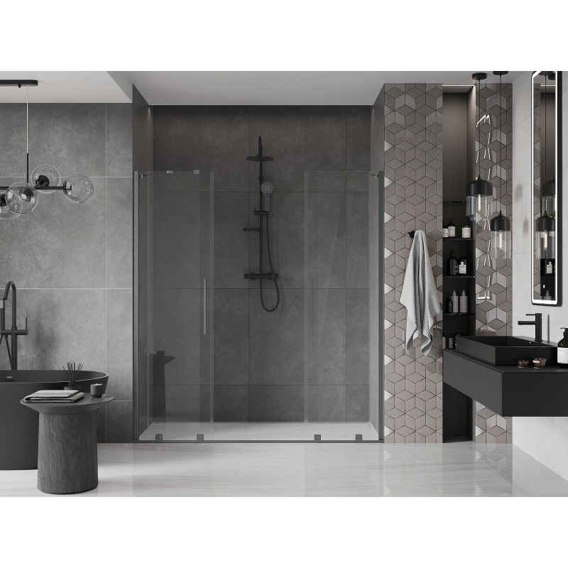 Mexen Velar Duo sliding shower door 180 cm, transparent, gun gray brushed - 871-180-000-02-66