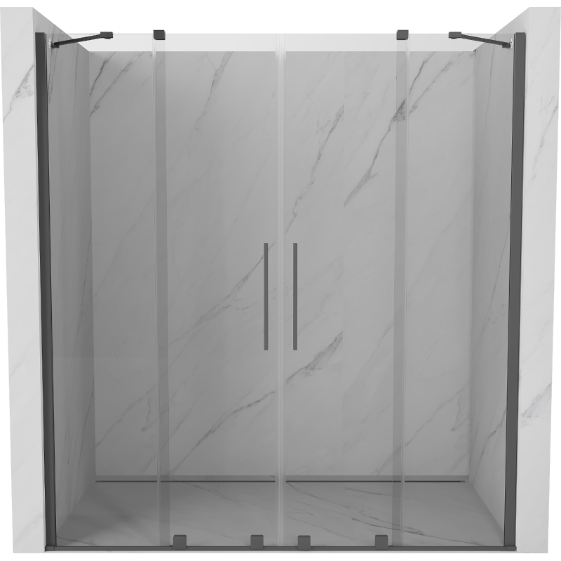 Mexen Velar Duo sliding shower door 200 cm, transparent, brushed gun gray - 871-200-000-02-66