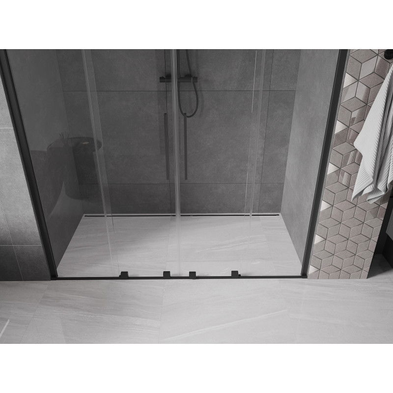 Mexen Velar Duo 180 cm Sliding Shower Door, Transparent, Black - 871-180-000-02-70