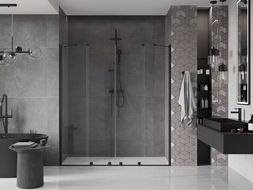 Mexen Velar Duo 180 cm Sliding Shower Door, Transparent, Black - 871-180-000-02-70