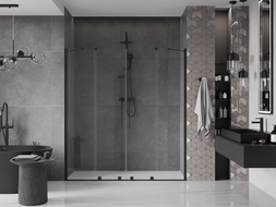 Mexen Velar Duo sliding shower door 200 cm, transparent, black - 871-200-000-02-70